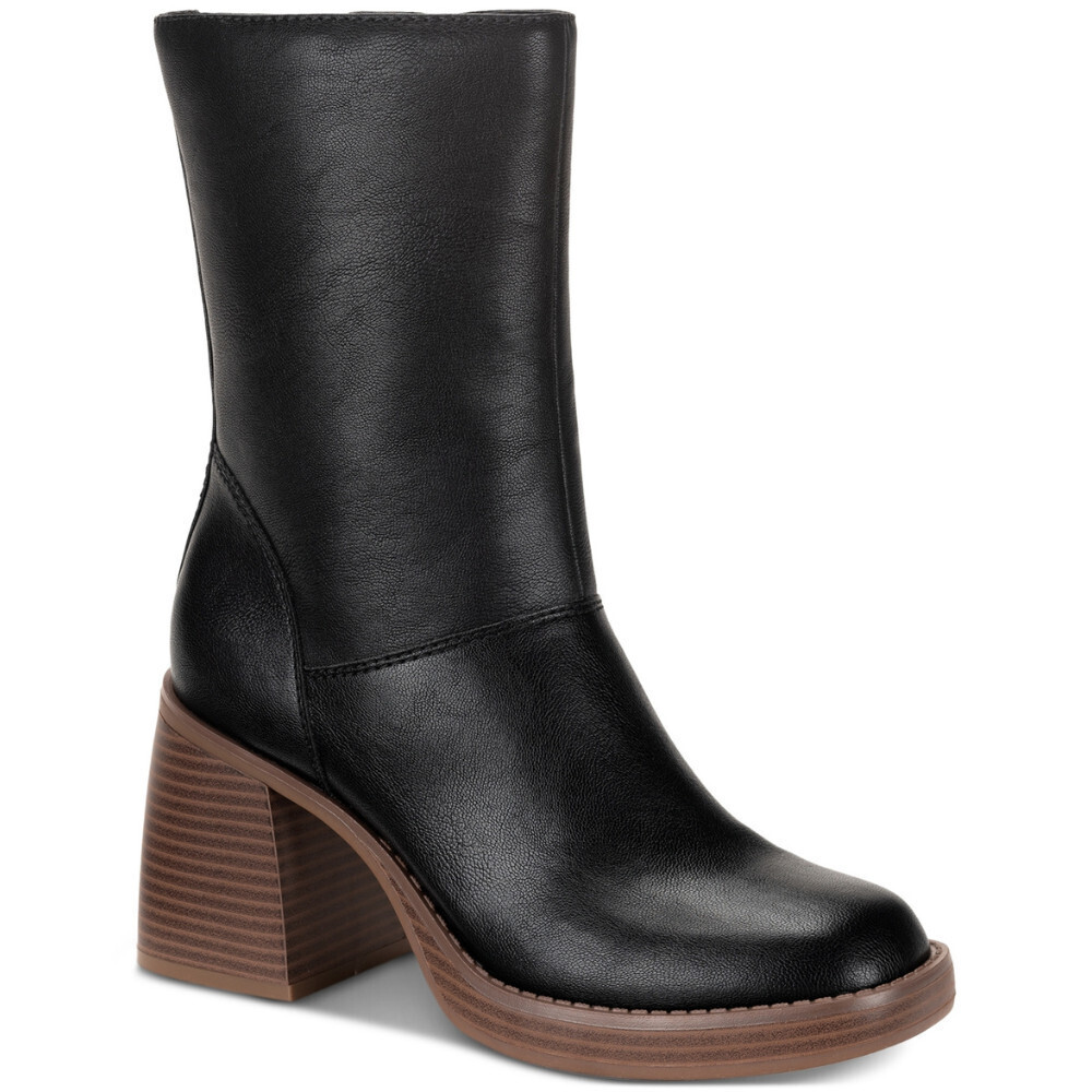 Sun + Stone Aleenn 10017766900 Boots Womens 10 Black Square Toe Mid-Calf LION249